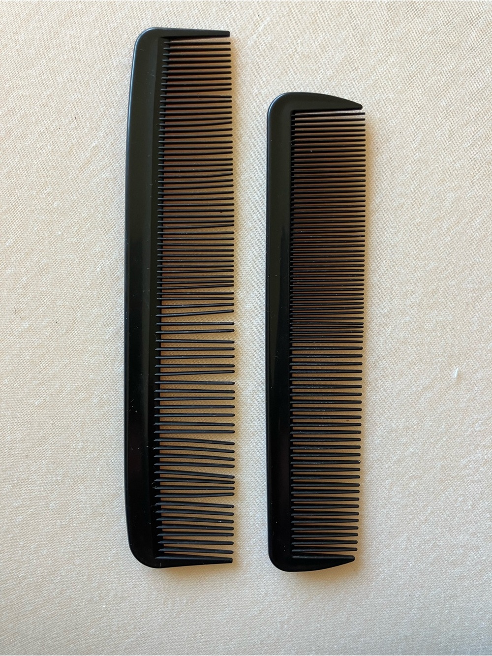 2-Piece Black Fine Tooth Comb Set Everyday & Travel Grooming